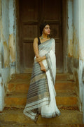 Pristine White Maheshwari Silk Saree